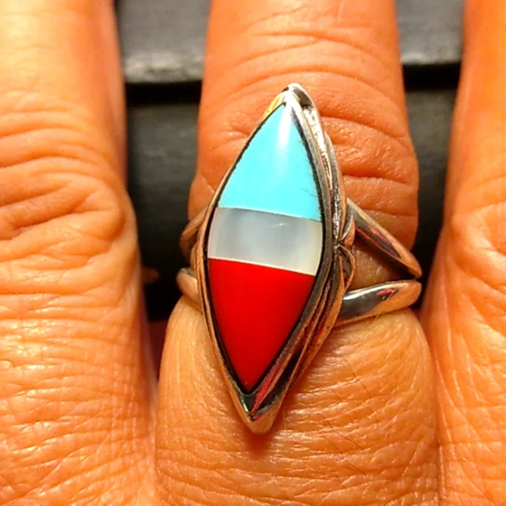❤💕GORGEOUS!/TORQUOISE,OPAL CORAL RING SZ,8💕 - Picture 7 of 7